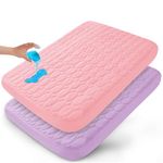 Pack and Play Sheets Fitted Quilted Waterproof Protector, 2 Pack Playard Mattress Pad Compatible with Graco Pack n Play, Mattress Cover fits for Baby Playpen Mattress, Mini Crib, Pink&Purple