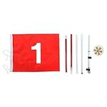 5 Sections Golf Flagstick, Removable Golf Putting Green Flagpole and Hole Cup Set Backyard Practice Golf Hole Pole Cup Flag Stick with Red Flag Leisure Sport