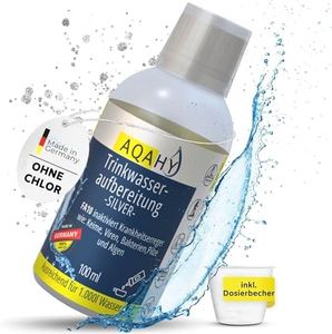 AQAHY Trinkwasseraufbereitung Silver ohne Chlor - (100 ml) für 1000 l Wasser - Inaktiviert Keime, Viren und Bakterien - Silberionen für sicheres Trinkwasser | Camping, Wohnmobil, Outdoo
