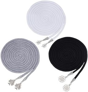 BENECREAT 3Pcs Handfasting Cord Set, Black White Grey Classic Colors Handfasting Cord with Clover Flower Tree Antique Silver Pendant for Wedding Celtic Wedding Rope Lasso Ceremony