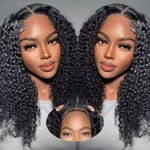 Human Hair Wig Kinky Curly Glueless Wigs for Black Women Human Hair Pre Cut Wear and Go Glueless Wig Human Hair 4X4 HD Lace Front Wig 180% Density Curly Wig Human Hair 18 Inch.