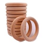 12 Pieces Wooden Rings Natural Wood Rings Without Paint Smooth Unfinished Wood Circles for Craft DIY Ring Pendant Connectors Jewelry Making (70mm)