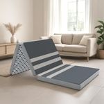 Florance Tri-Fold Cooling Gel Memory Foam Mattress | Triple-Layer Medium-Firm|Breathable Fabric | Portable Foldable Bed for Guests, Camping & Travel | 6-Year Warranty| Queen Size|72x60x6 Inch