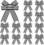 12 Pieces Christmas Tree Bow Buffalo Burlap bows Black and White Stripe Bow Christmas Wreath Bow Craft for Christmas Tree Decoration, 5 x 7 Inches (Black, White, 1.2 Inch Wide)