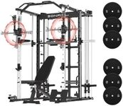 EonfitOmni Smith Machine Power Cage Squat Rack for Home Gym with Cable Crossover Dual Pulley Systems, Training Equipment with Vertical Leg Press and 160LBS Plate