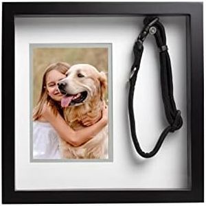 Pearhead Pet Collar Keepsake Picture Frame, Memorial Shadow Box, Wall Mountable Display, Bereavement Photo Frame for Dogs and Cats, Pet Loss Remembrance Gift, 4.5x6.5 Photo Insert, Black