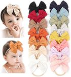 Niceye Pack of 12, Baby Girls Headbands Hair Bows Stretchy Nylon Hairbands for Newborn Infant Toddler Hair Accessories