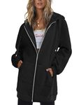 Zeagoo Women's Hooded Jacket Warm Basic Zip Hoodie Autumn Winter Plain Thin Sweat Jacket Hooded Jacket with Zip Pockets, black, XL