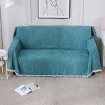 HOKIPO Chenille Sofa Cover Thick and Soft Pet Friendly Throw Blanket 2 Seater, 180 (D) x 240 (L) cm, Teal (AR-4643-N4)
