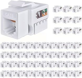 GearIT 50-Pack RJ45 Keystone Jack Insert for Cat5/Cat6 Keystone Wall Jack, Cat 5 / Cat 5e / Cat 6 / Cat 6a / Cat 6e Ethernet Jack, Keystone Wall Plates, Network Faceplate in White, 50 Pack