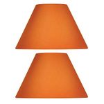 2 Pack - Satsuma Orange 12" Cotton Coolie Fabric Vintage Lampshade with Reversible Gimble & Shade Reducing Ring to Fit All Types of Lampholders - Sold in Pairs