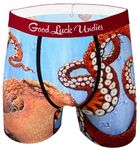 Good Luck Undies Men's Octopus Boxer Brief Underwear, Large