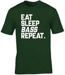 Hippowarehouse Eat Sleep Bass Repeat Unisex Short Sleeve t-Shirt (Specific Size Guide in Description) Forest Green