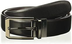 Perry Ellis Men's Portfolio 2-Tone Reversible Belt with Leather, Matte, Shine Buckle (Sizes 30-42 Inches), Black/Brown