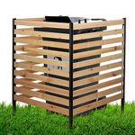 ADEBOLA Privacy Screens 42" H x 38" W No-Dig Wooden Patio Privacy Screen Outdoor for Trash Cans, Pool Equipment, Air Conditioning Units (2 Panels), Pine (3 Panels)