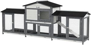 PawHut 90.5" Wooden Rabbit Hutch Bu