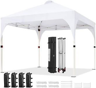 Yaheetech 10x10 Pop Up Canopy Tent with Vent, Easy Set Up Tent, Instant Sun Shelter Canopy with Wheeled Bag, 4 Sandbags, 12 Stakes & 4 Ropes, for Parties, Beach, Outdoor, White