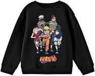 Naruto Classic Character Art and Logo Youth Black Crew Neck Sweatshirt-Small