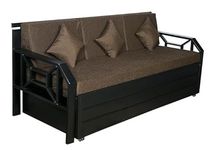THE AMMA ENTERPRISES Metal Black Matte Finish Sofa Cum Bed with Hydraulic Storage and Mattress (Brown, 6X6 Feet, 3 Seater) _014