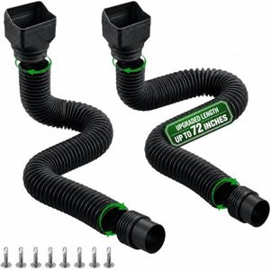 Flexible Rain Gutter Downspout Extender, 2 Pack, 21–72 Inch, Black