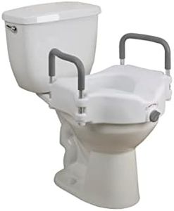 Drive Medical RTL12027RA 2-in-1 Raised Toilet Seat with Removable Padded Arms, Standard Seat