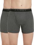 Jockey Men's Super Combed Cotton rib fabric Boxer Briefs with Front Fly, Ultrasoft and Durable waistband (Pack of 2) 8009_Charcoal Melange_M