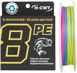 Braided Fishing Line 8-Strand High Density Braid Fishing Line Abrasion Resistant Line Zero Stretch Smooth Long Casting Saltwater & Freshwater