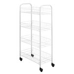 Metaltex Pisa 4-Tier Trolley with Wheels - Multipurpose Storage Cart for Home including Kitchen, Bathroom, Office and Garage – White, 41 x 23 x 84 Centimetres