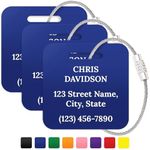 Custom Luggage Tags, Personalized Name and Address for Suitcases and Backpack Blue Travel Tag, Set of 3, 2x2 Inches, Acrylic Heavy Duty Waterproof, Made in The USA by My Sign Center