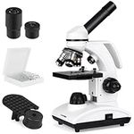 Tuword Microscope for Kids and Student 40-1000X, Biological Laboratory Microscope Set, Educational Monocular Microscope with Handle, Eyepieces (WF10X/25X) and 10 Slides, with Phone Adapter