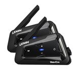 LEXIN MTX Mesh Motorcycle Bluetooth Headset, 24 Riders Helmet Bluetooth, 1.2 Miles Comunication System, w/Multitasking Audio/Noise Cancellation/IP67 Waterproof/FM/Voice Assistant, Dual Pack