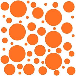 Set of 100 (Orange) Vinyl Wall Decals - Assorted Polka Dots Stickers - Removable Adhesive Safe on Smooth or Textured Walls - Round Circles - for Nursery, Kids Room, Bathroom Decor