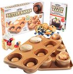 COOK'S CHOICE 2-in-1 Better Baker Edible Food Bowl & Muffin Maker- Simply Flip to Bake six 3" Bowls or Cupcakes- Stainless Steel Non-Stick Bakeware Pan - Perfect for Appetizers & Desserts