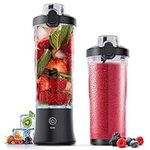 Portable Blender, Smoothie Maker Waterproof 270 Watt Blender USB Rechargeable with 600ml BPA Free Blender Cups with Travel Lid. (Black)