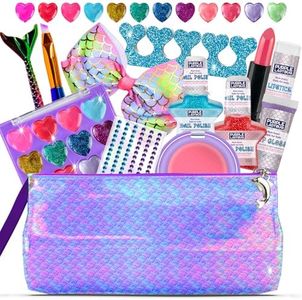 PURPLE LADYBUG Kids Makeup Kit for Girl, Stocking Stuffers for Girls, Mermaid Makeup for Kids, Mermaid Gifts for Girls 5-7, Vegan Kids Makeup Sets for Girls 5 6 7 8 9 Years Old, Girl