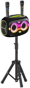 Portable Bluetooth Speaker with Dual Wireless Mics with Volume Control, 120W, Tripod Stand, 10+ Hours Playtime, Big Bass TWS/USB/TF Card/AUX IPX6 Waterproof Party Box (Black)