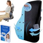 AZEVA Orthopedic Back Support For Office Chair | 2 Years Warranty | Memory Foam Car Seat Back Support & Car Backrest Cushion for Posture Correction & Back Pain Relief (Universal Fit, Heat Ventilation)