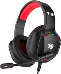 Gaming Headset with Microphone for Pc, Xbox One Series X/s, Ps4, Ps5, Switch, Stereo Wired Noise Cancelling Over-Ear Headphones with Mic, RGB, for Computer, Laptop, Mac, Nintendo, Gamer (Red)