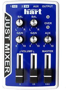 JUST MIXER Audio/DJ Mixer - Battery/USB Powered Portable Pocket Audio Mixer (Blue)