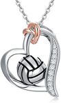 YAFEINI Volleyball Necklace Sterling Sliver Heart Charm Pendant Sports Necklace Jewelry for Women