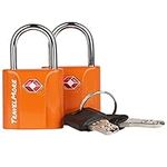 2 Pack TSA Approved Luggage Key Locks for Travel – Lock with Keys - Orange