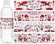 Cinnvoice 48 Pcs Halloween Water Bottle Labels Bloody Handprint Water Bottle Sticker 9.45" x 1.97" Water Proof Drink Labels Wrappers for Halloween Party Ornaments Supplies