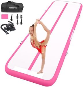 Inflatable Air Gymnastics Mat, 10ft/13ft/16ft/20ft Training Mat 4/8 inches Thickness Tumbling Mat with Electric Pump for Home/Gym/Outdoor-pink-6-10