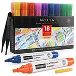 Arteza Dry Erase Markers for Glass Boards Pack of 18, 10 Classic and 8 Neon Colors with Low-Odor Ink, Erasable Window Markers, Office Supplies for Glass, Mirrors, Whiteboards and Non-Porous Surfaces