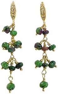 Ruby Zoisite Earrings for Women Wicked Merch Jewelry For Women - 18K Gold Ruby Zoisite Jewelry, Dainty Beaded Chain Earrings Set for Women Teen Girls, Valentine Day Gifts For Women