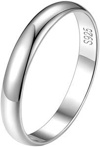 Bague Argent 925 64 3 mm Bagues pour Homme Alliance Couple Fiancaille Mariage Valentin Gros Anneau Fille Bijoux de Promesse Eternité Cadeau Maman Ado Adult Index Annulaire Doigt