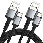 2m USB C Charger Cable 2 Pack, Braided USB A to Type C 3A Fast Charging Cable Compatible for Samsung Galaxy S22 S21 S20 S10 S9 S8 Plus Note 10 9 8, Huawei, Google Pixel, Xiaomi, Sony Xperia XZ