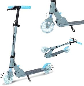 Aero Scooter for Kids 5-7 | Hand Brake, Shock Absorption & Light Up Wheels | Boys Girls 2 Wheels Kick Scooter | Foldable & Height Adjustable, 110lbs Max