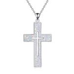 YFN White Opal Cross Necklace Sterl