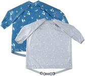 BIBaDO Long Sleeve Coverall Bib – Babies & Toddlers 6-36. Mess Proof Baby Feeding Bib Attaches To Highchairs, Pushchairs, Tables. 100% Waterproof, Machine Washable, Super Stars & Astro Adventures